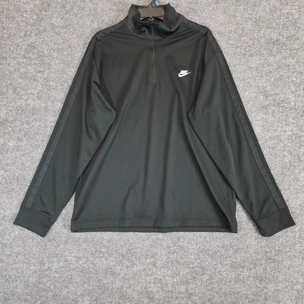 VTG Nike Quarter Zip Pullover Mens‎ XXL Black Track Jacket Training Activewear